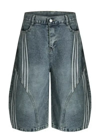Men's Striped Loose Fit Denim Shorts