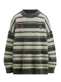 Men's Striped Round Neck Long Sleeve Sweater