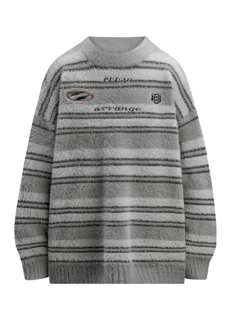 Men's Striped Round Neck Long Sleeve Sweater