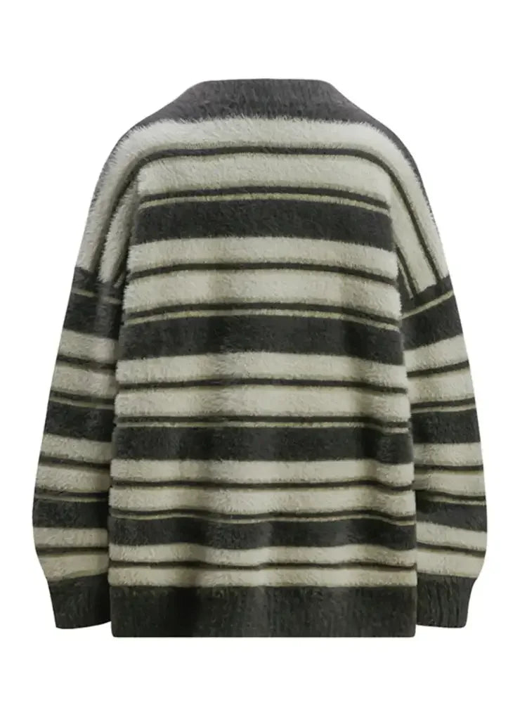 Men's Striped Round Neck Long Sleeve Sweater