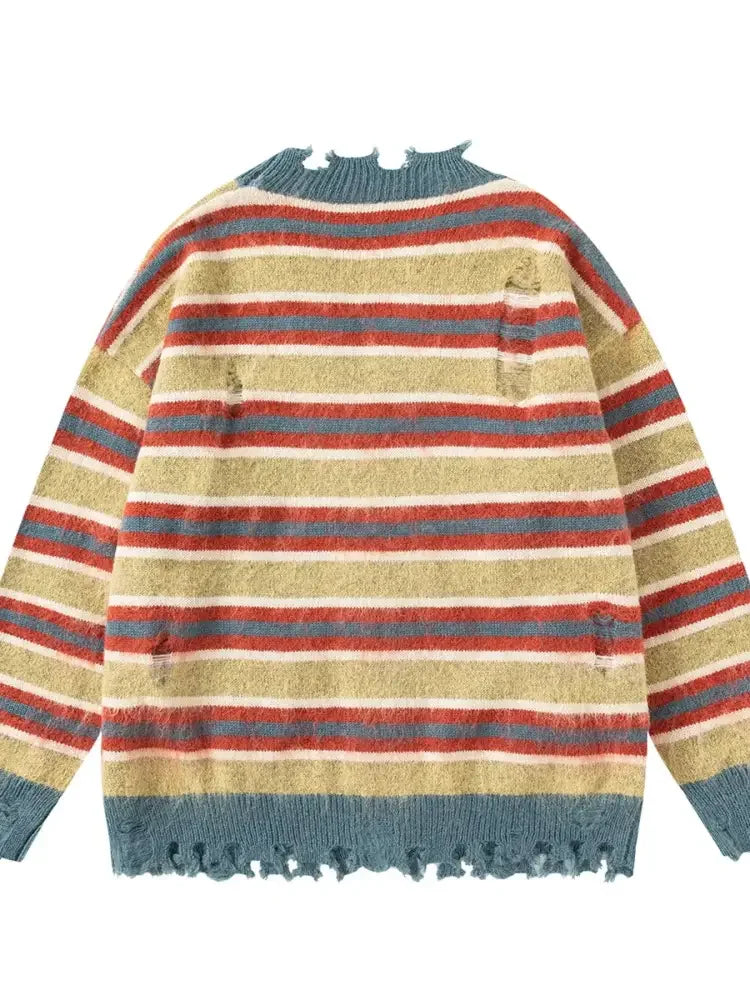 Men's Striped V-Neck Button Up Cardigan