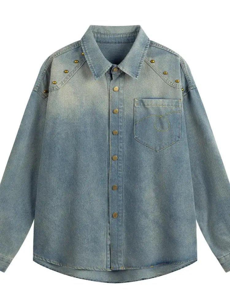 Men's Studded Long Sleeve Denim Shirt - Update AvenueTrendsi100400989519035100400989519035Men's Studded Long Sleeve Denim ShirtBlue