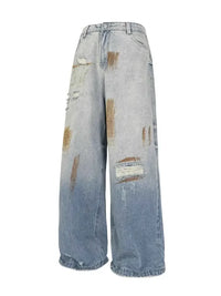 Men's Vintage Distressed Wide Leg Jeans