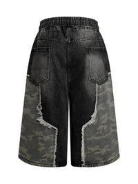 Men's Vintage Patchwork Camo Denim Shorts - Update AvenueTrendsi100400225545683100400225545683Men's Vintage Patchwork Camo Denim ShortsNostalgic Black