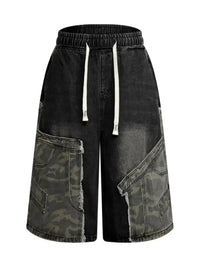 Men's Vintage Patchwork Camo Denim Shorts - Update AvenueTrendsi100400225545683100400225545683Men's Vintage Patchwork Camo Denim ShortsNostalgic Black