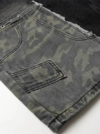 Men's Vintage Patchwork Camo Denim Shorts - Update AvenueTrendsi100400225547194100400225547194Men's Vintage Patchwork Camo Denim ShortsNostalgic Blue