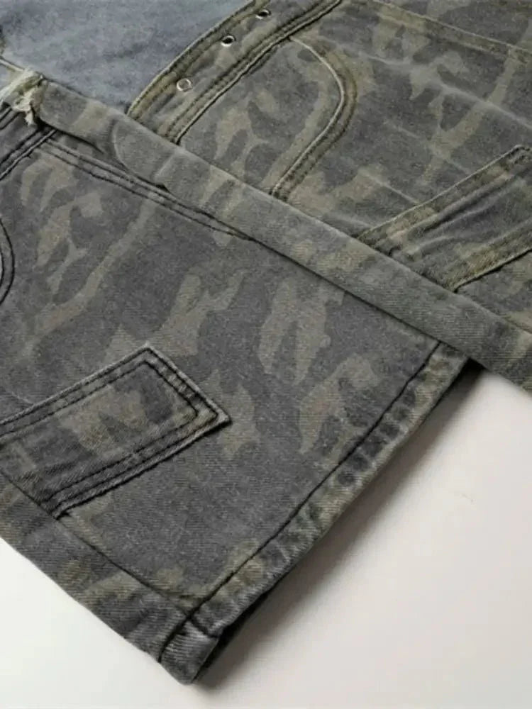 Men's Vintage Patchwork Camo Denim Shorts - Update AvenueTrendsi100400225547194100400225547194Men's Vintage Patchwork Camo Denim ShortsNostalgic Blue