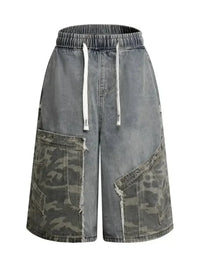 Men's Vintage Patchwork Camo Denim Shorts - Update AvenueTrendsi100400225547194100400225547194Men's Vintage Patchwork Camo Denim ShortsNostalgic Blue