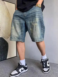 Men's Vintage Washed Distressed Denim Shorts - Update AvenueTrendsi100400156024275100400156024275Men's Vintage Washed Distressed Denim ShortsVintage Blue