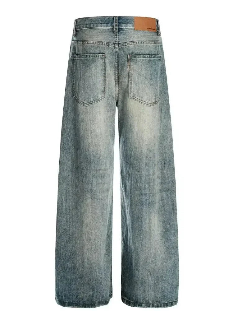 Men's Vintage Washed Distressed Wide Leg Jeans - Update AvenueTrendsi100400800255652100400800255652Men's Vintage Washed Distressed Wide Leg JeansBlue