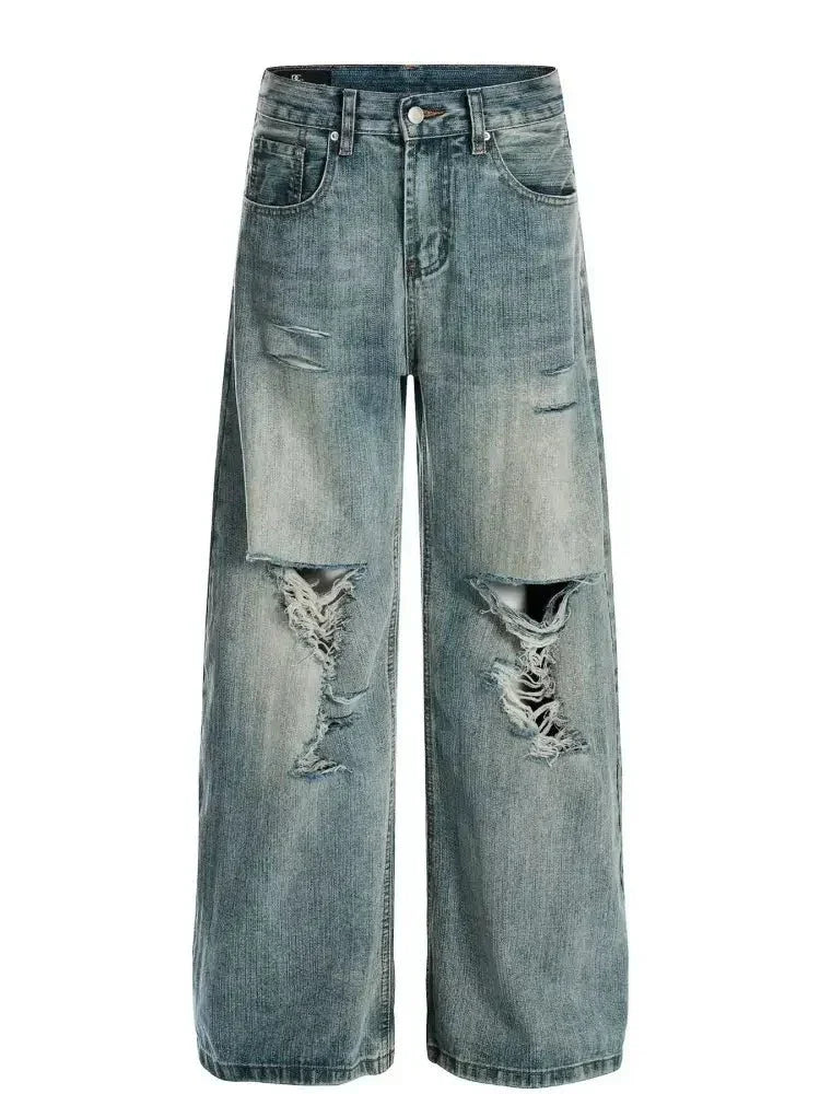 Men's Vintage Washed Distressed Wide Leg Jeans - Update AvenueTrendsi100400800255652100400800255652Men's Vintage Washed Distressed Wide Leg JeansBlue