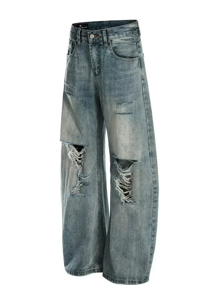 Men's Vintage Washed Distressed Wide Leg Jeans - Update AvenueTrendsi100400800255652100400800255652Men's Vintage Washed Distressed Wide Leg JeansBlue