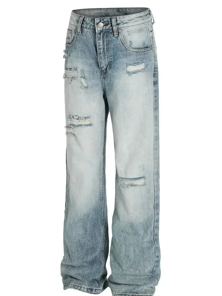 Men's Vintage Washed Distressed Wide - Leg Jeans - Update AvenueTrendsi100400903910217100400903910217Men's Vintage Washed Distressed Wide - Leg JeansBlue