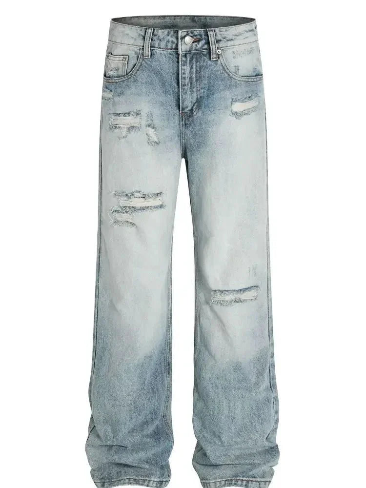 Men's Vintage Washed Distressed Wide - Leg Jeans - Update AvenueTrendsi100400903910217100400903910217Men's Vintage Washed Distressed Wide - Leg JeansBlue