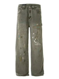 Men's Vintage Washed Paint Splatter Wide Leg Jeans - Update AvenueTrendsi100400506797407100400506797407Men's Vintage Washed Paint Splatter Wide Leg JeansGray Green