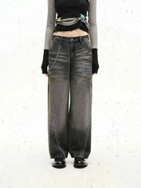Men's Vintage Washed Wide Leg Jeans with Chain Detail - Update AvenueTrendsi100400573763134100400573763134Men's Vintage Washed Wide Leg Jeans with Chain DetailLava Black