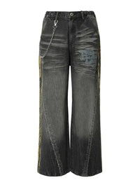 Men's Vintage Washed Wide Leg Jeans with Chain Detail - Update AvenueTrendsi100400573763134100400573763134Men's Vintage Washed Wide Leg Jeans with Chain DetailLava Black