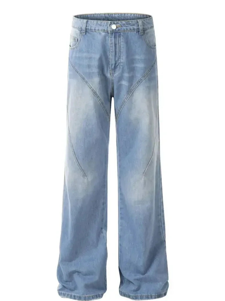 Men's Vintage Washed Wide Leg Jeans - Update AvenueTrendsi100400381056069100400381056069Men's Vintage Washed Wide Leg JeansBlue