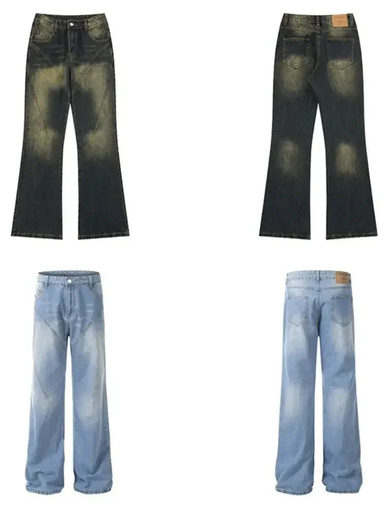 Men's Vintage Washed Wide Leg Jeans - Update AvenueTrendsi100400381056069100400381056069Men's Vintage Washed Wide Leg JeansBlue