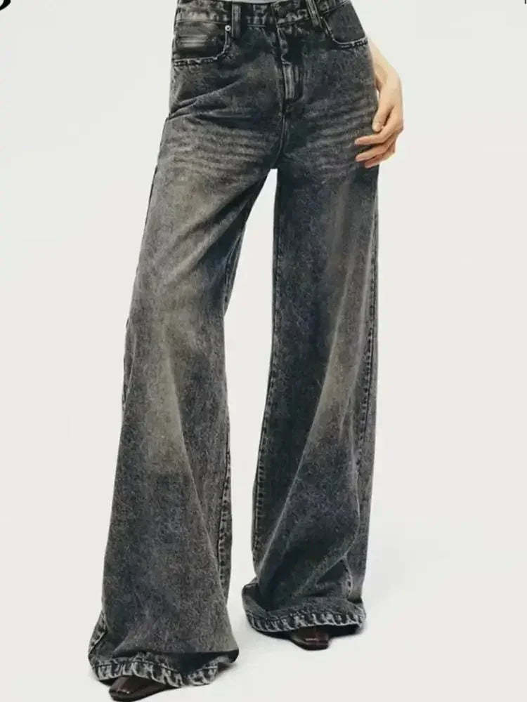 Men's Vintage Washed Wide Leg Jeans - Update AvenueTrendsi100400792579051100400792579051Men's Vintage Washed Wide Leg JeansBlack Gray