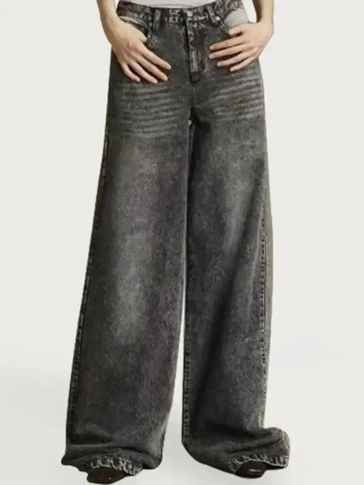 Men's Vintage Washed Wide Leg Jeans - Update AvenueTrendsi100400792579051100400792579051Men's Vintage Washed Wide Leg JeansBlack Gray