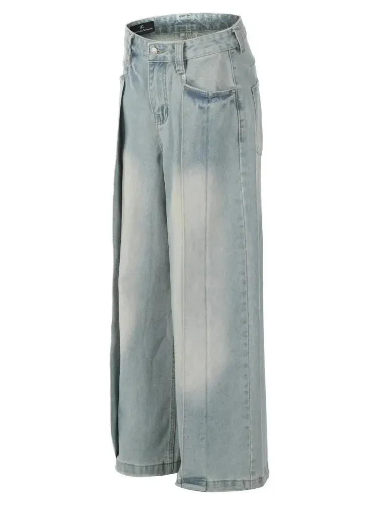 Men's Wash Pleated Wide Leg Jeans - Update AvenueTrendsi100400578674797100400578674797Men's Wash Pleated Wide Leg JeansBlue