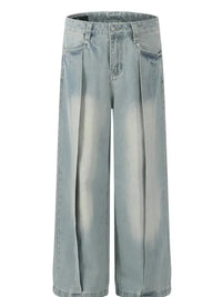 Men's Wash Pleated Wide Leg Jeans - Update AvenueTrendsi100400578674797100400578674797Men's Wash Pleated Wide Leg JeansBlue