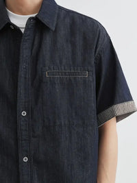 Men's Wash Short Sleeve Top and Shorts Denim Set