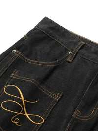Men's Wash Wide Leg Baggy Jeans