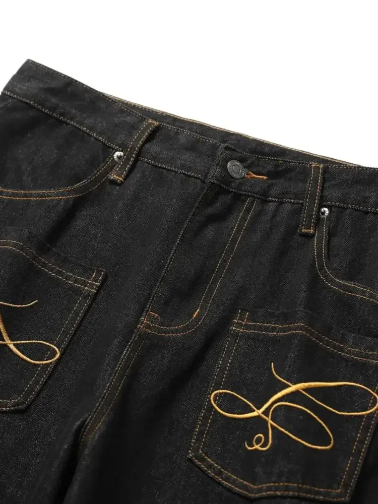 Men's Wash Wide Leg Baggy Jeans