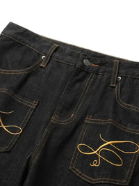 Men's Wash Wide Leg Baggy Jeans