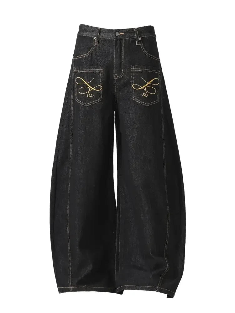 Men's Wash Wide Leg Baggy Jeans