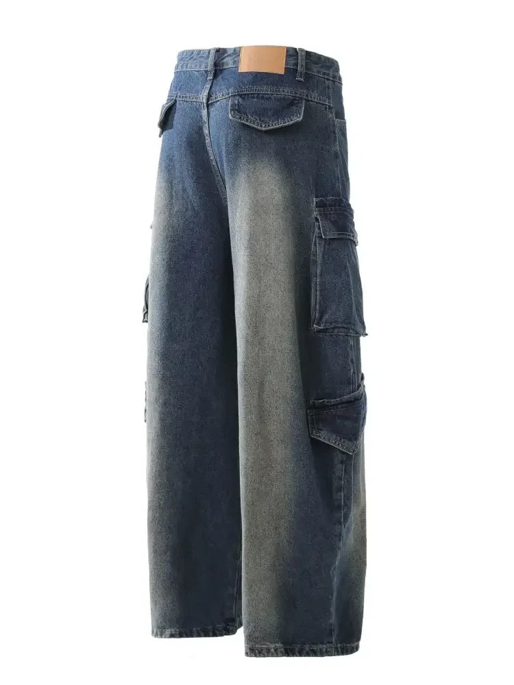 Men's Wash Wide Leg Cargo Jeans