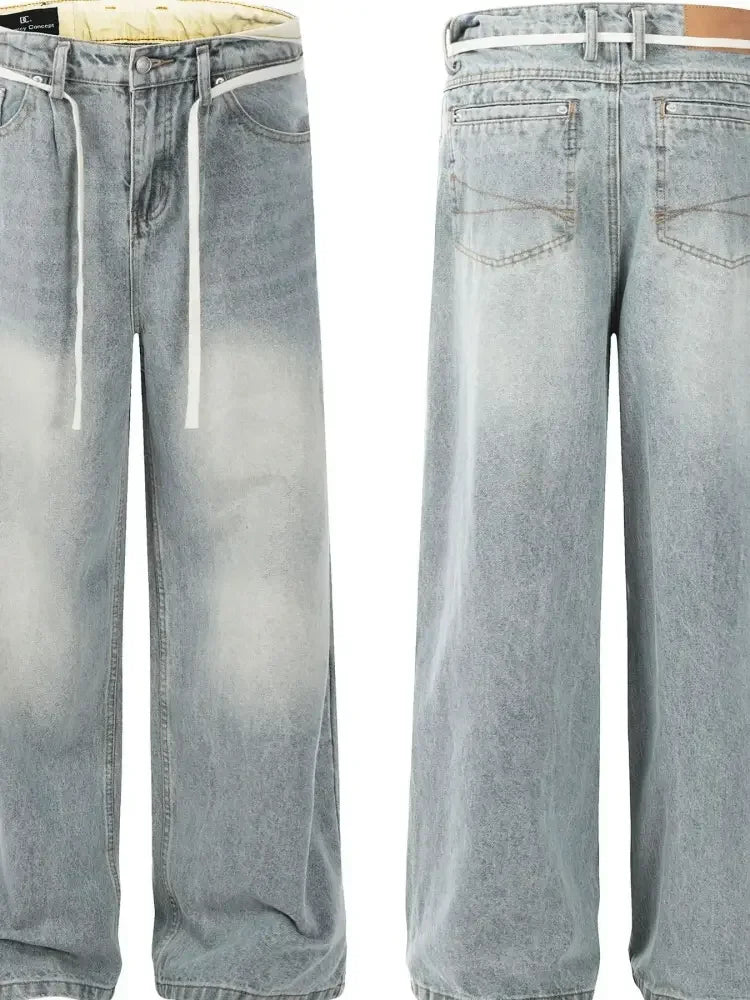 Men's Wash Wide Leg Jeans