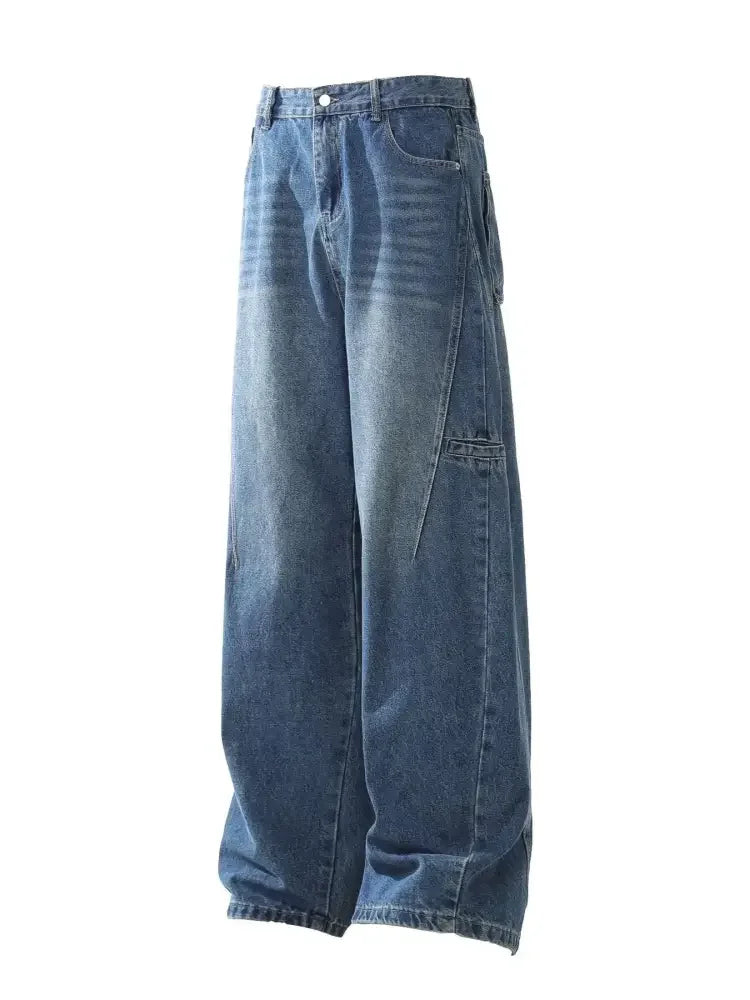 Men's Wash Wide Leg Relaxed Fit Jeans