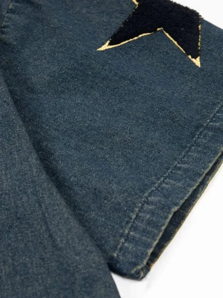 Men's Washed Baseball Collar Denim Shirt with Embroidered Detail - Update AvenueTrendsi100400601643671100400601643671Men's Washed Baseball Collar Denim Shirt with Embroidered DetailDark