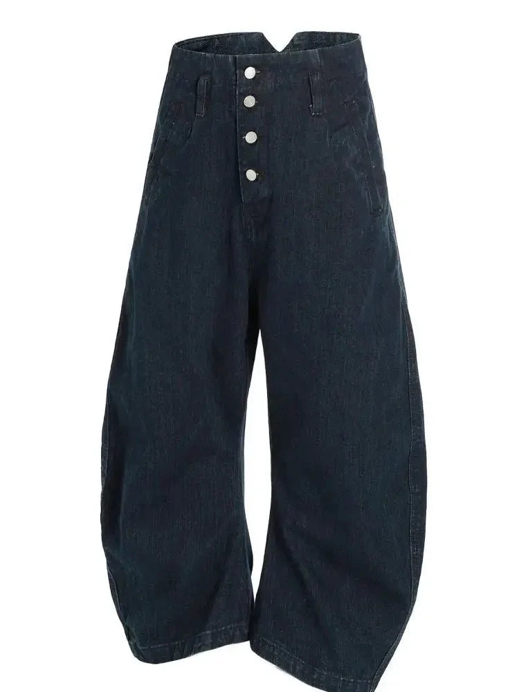 Men's Washed Button Fly Curved Jeans - Update AvenueTrendsi100400273606225100400273606225Men's Washed Button Fly Curved JeansDark Blue