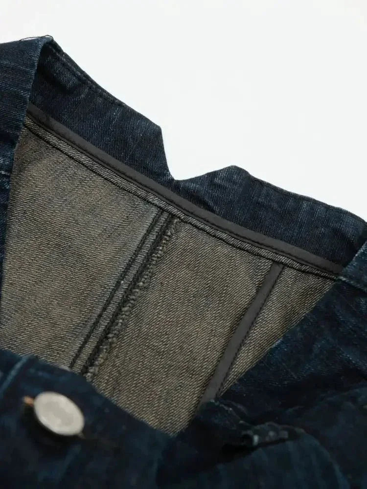 Men's Washed Button Fly Curved Jeans - Update AvenueTrendsi100400273606225100400273606225Men's Washed Button Fly Curved JeansDark Blue