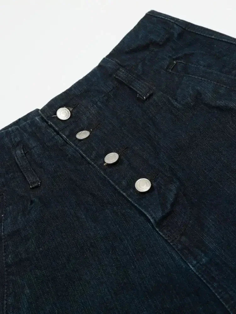 Men's Washed Button Fly Curved Jeans - Update AvenueTrendsi100400273606225100400273606225Men's Washed Button Fly Curved JeansDark Blue