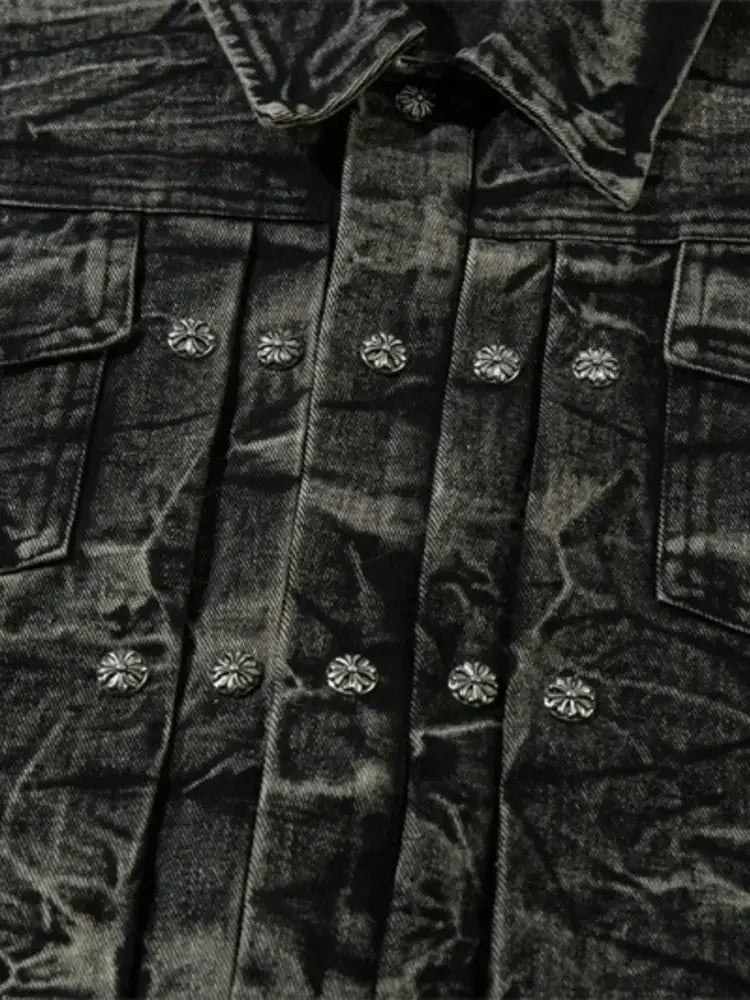 Men's Washed Button Up Denim Jacket
