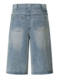 Men's Washed Denim Bermuda Shorts with Curved Pocket Detail - Update AvenueTrendsi100400163838624100400163838624Men's Washed Denim Bermuda Shorts with Curved Pocket DetailBlue