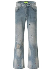 Men's Washed Distressed Bootcut Jeans - Update AvenueTrendsi100400270435019100400270435019Men's Washed Distressed Bootcut JeansBlue