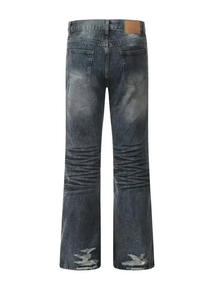 Men's Washed Distressed Wide - Leg Jeans - Update AvenueTrendsi100400841660145100400841660145Men's Washed Distressed Wide - Leg JeansDirty Stained Blue