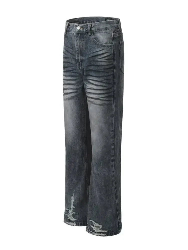 Men's Washed Distressed Wide - Leg Jeans - Update AvenueTrendsi100400841660145100400841660145Men's Washed Distressed Wide - Leg JeansDirty Stained Blue