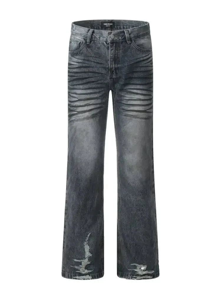 Men's Washed Distressed Wide - Leg Jeans - Update AvenueTrendsi100400841660145100400841660145Men's Washed Distressed Wide - Leg JeansDirty Stained Blue