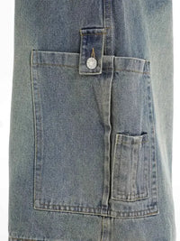 Men's Washed Loose Fit Cargo Denim Shorts