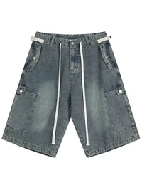Men's Washed Loose Fit Cargo Denim Shorts