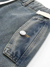Men's Washed Loose Fit Cargo Denim Shorts