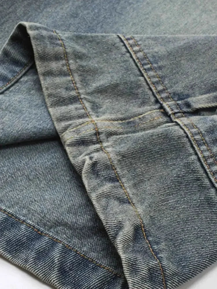 Men's Washed Loose Fit Cargo Denim Shorts