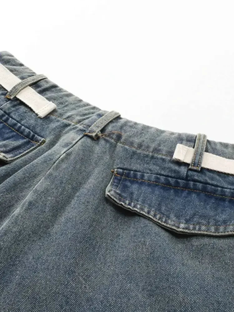 Men's Washed Loose Fit Cargo Denim Shorts